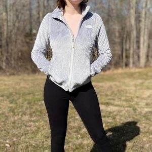 North Face Light Grey Fuzzy Fleece Jacket